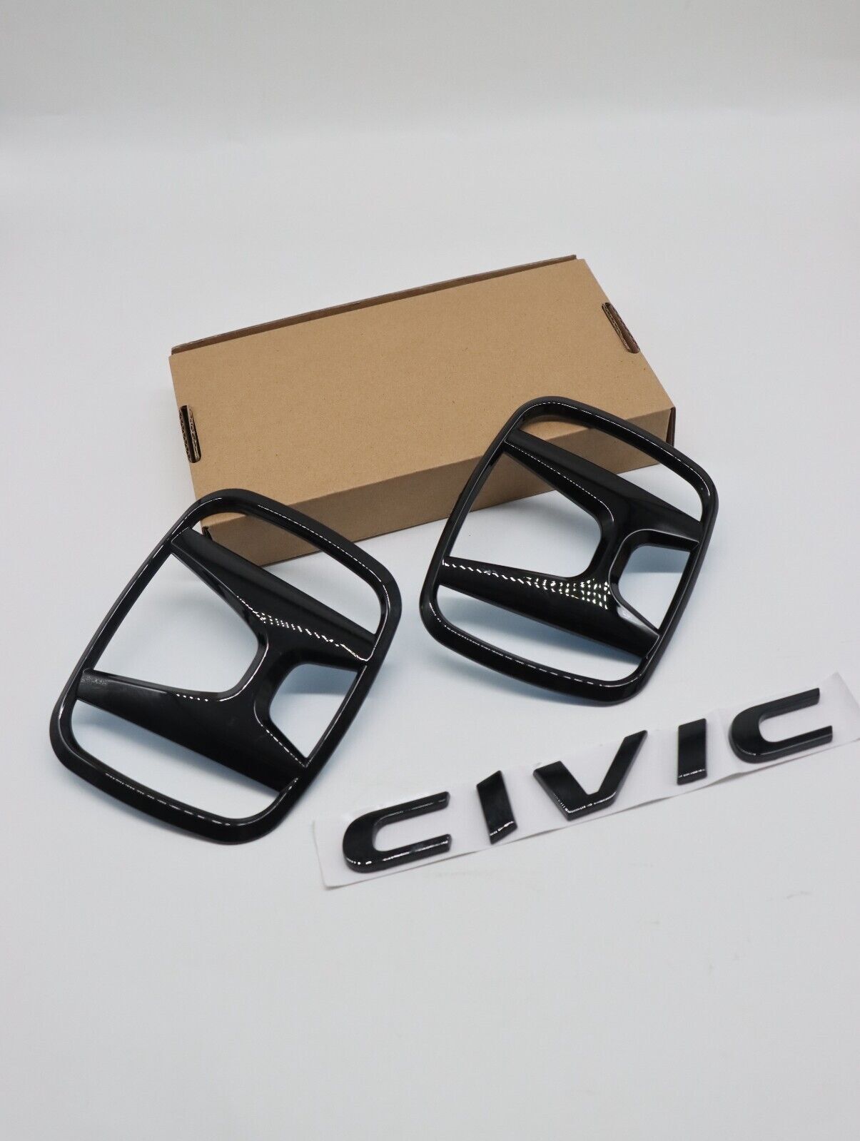 GLOSS BLACK EMBLEM BADGE Sticker Front  Rear KIT For H+ for CIVIC FC FK 2015-2021