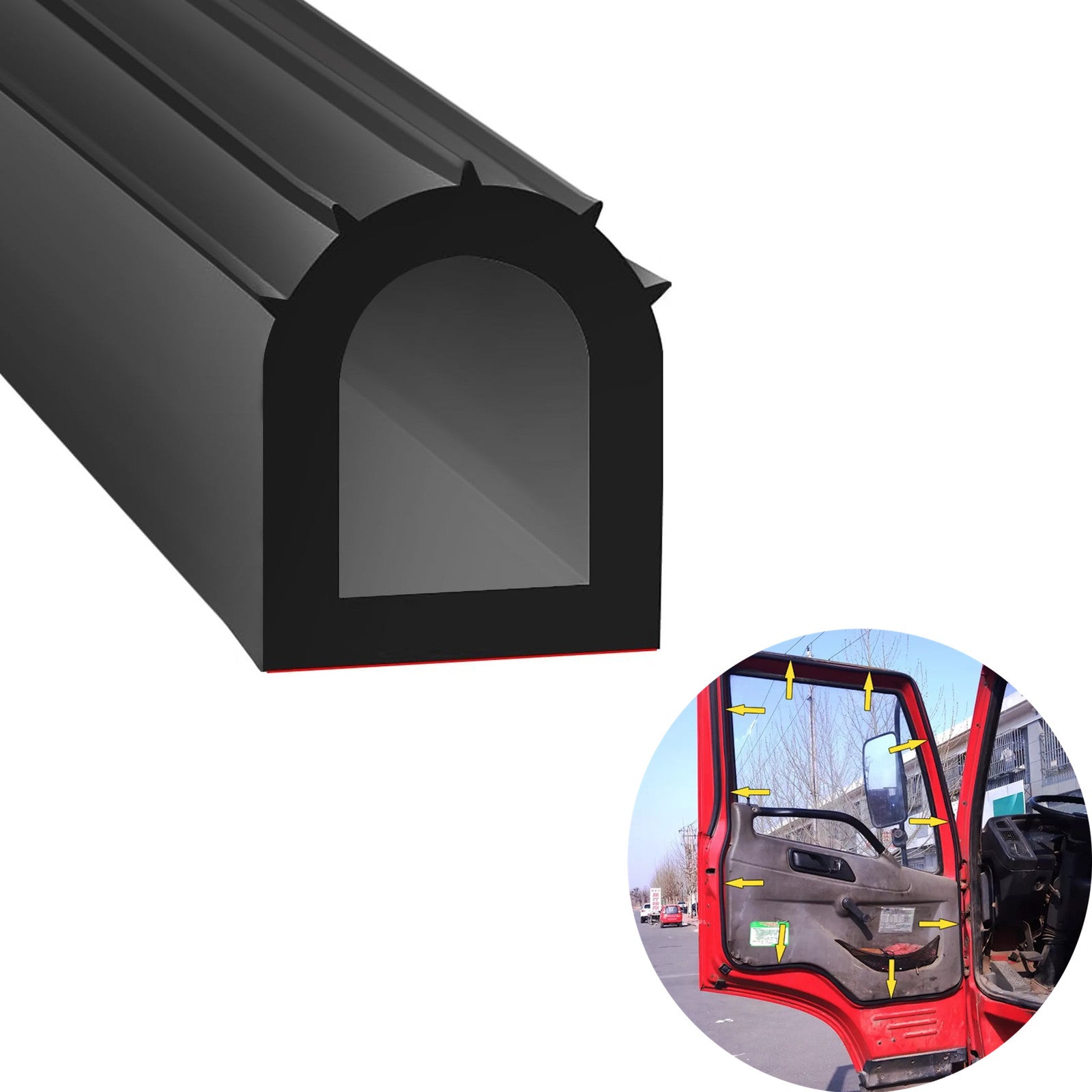 1inch D-Shape 12FT Semi Truck Door Rubber Weather Strip Adhesive Soundproof Seal