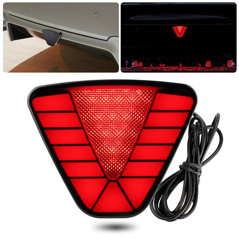 Universal F1 Style LED Strobe FLASH Rear Stop Tail Lamp Triangle Brake Light Red
