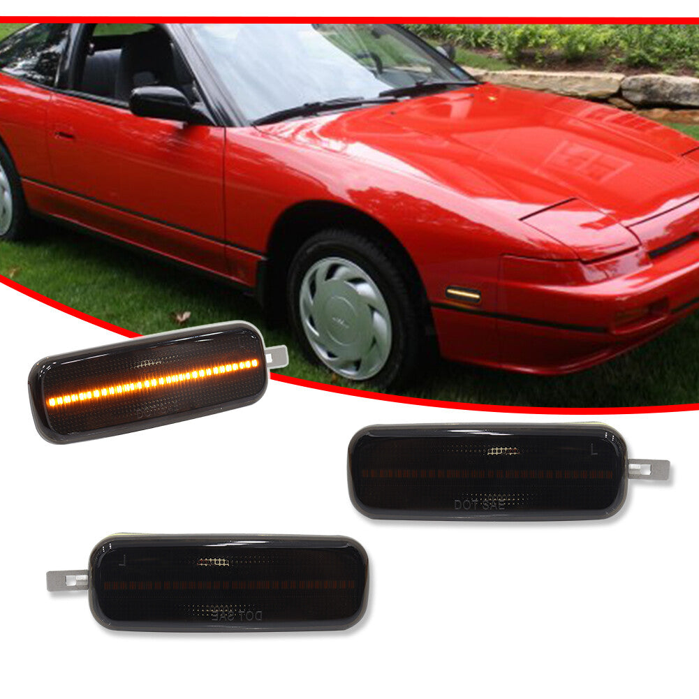 [SMOKED] Amber LED Side Marker Light Pair Set for 89-94 240SX S13 93-97 Altima