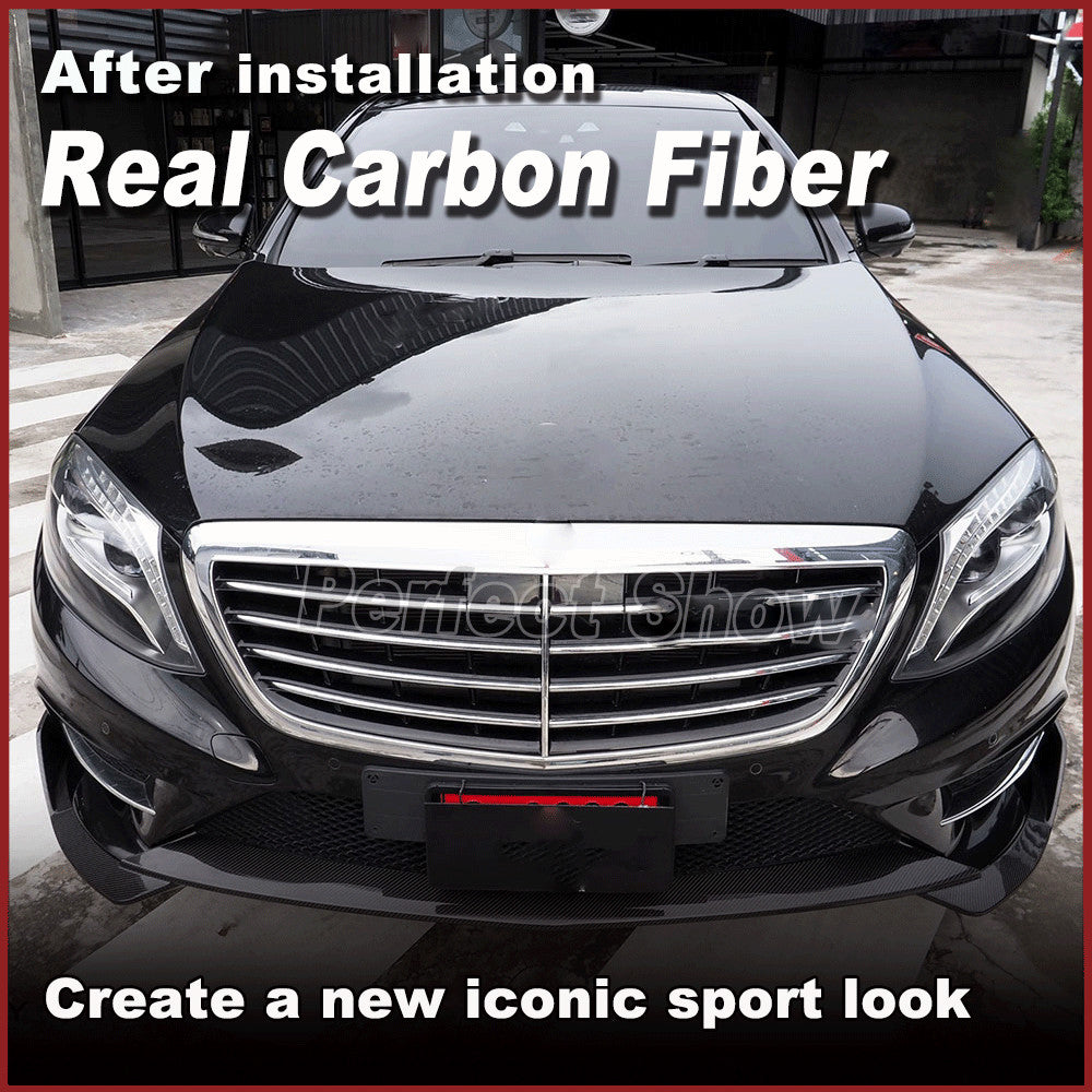 Fit for Benz W222 S400 S550 Sport 2014-2017 Real Carbon Front Bumper Lip Spoiler