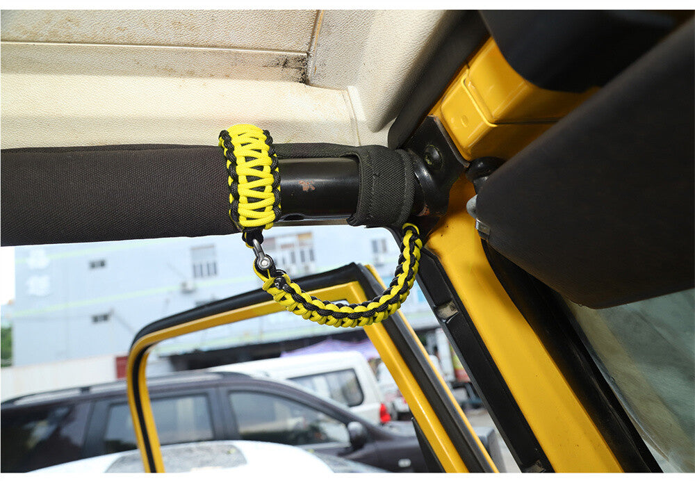 Front Door Top Roll Bar Grab Handles Grip for Jeep for Wrangler TJ 97-06Black/Yellow