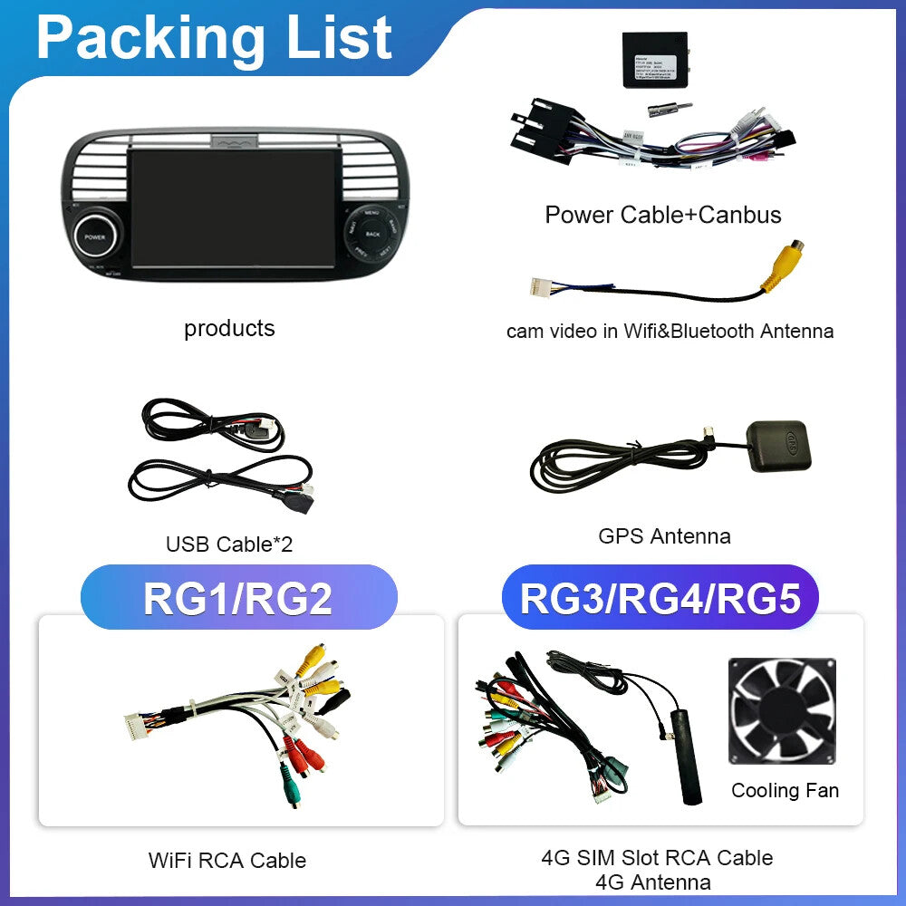 Android CarPlay Car Radio for Fiat 500 2007-2015 Multimedia Player GPS Screen