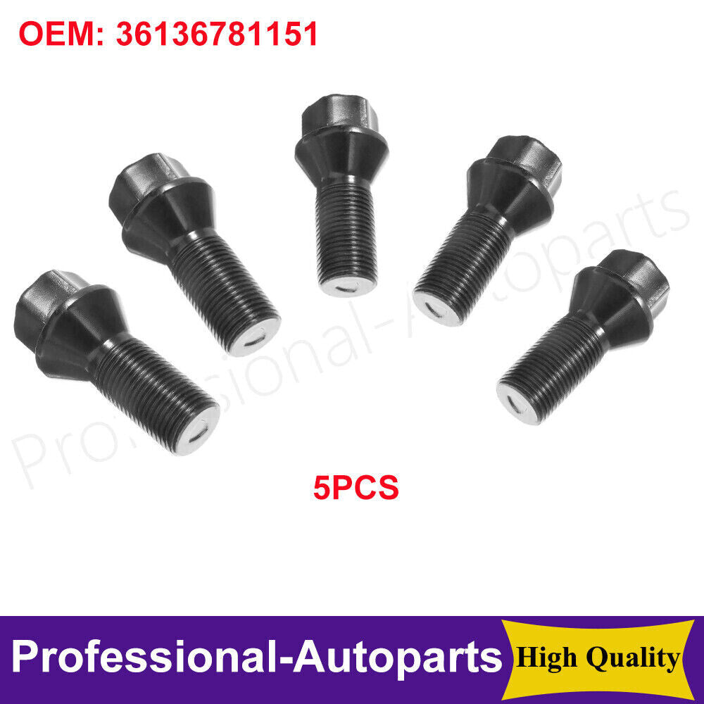 5-piece set of wheel lug bolts and nuts, universal steel, suitable for BMW X3, X5, E70, E71, F20, F25