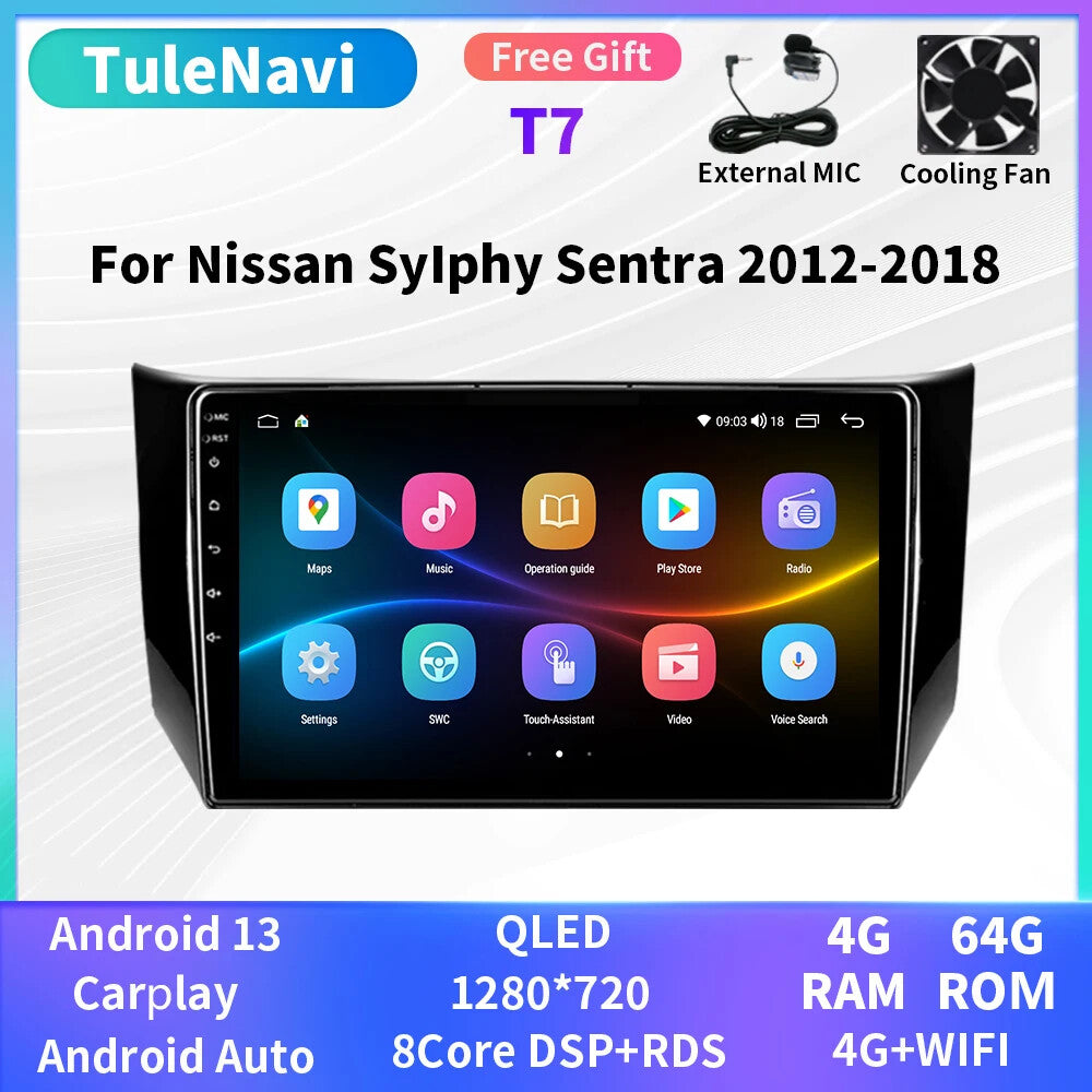 for Nissan Sylphy B17 Sentra 2012-2018 Car Radio Auto CarPlay Screen GPS Player