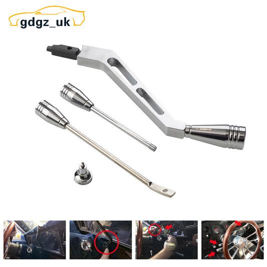 Silver Shifter Lever Turn Signal Lever Hazard Boots Tilt Kit for GM Column 67-94