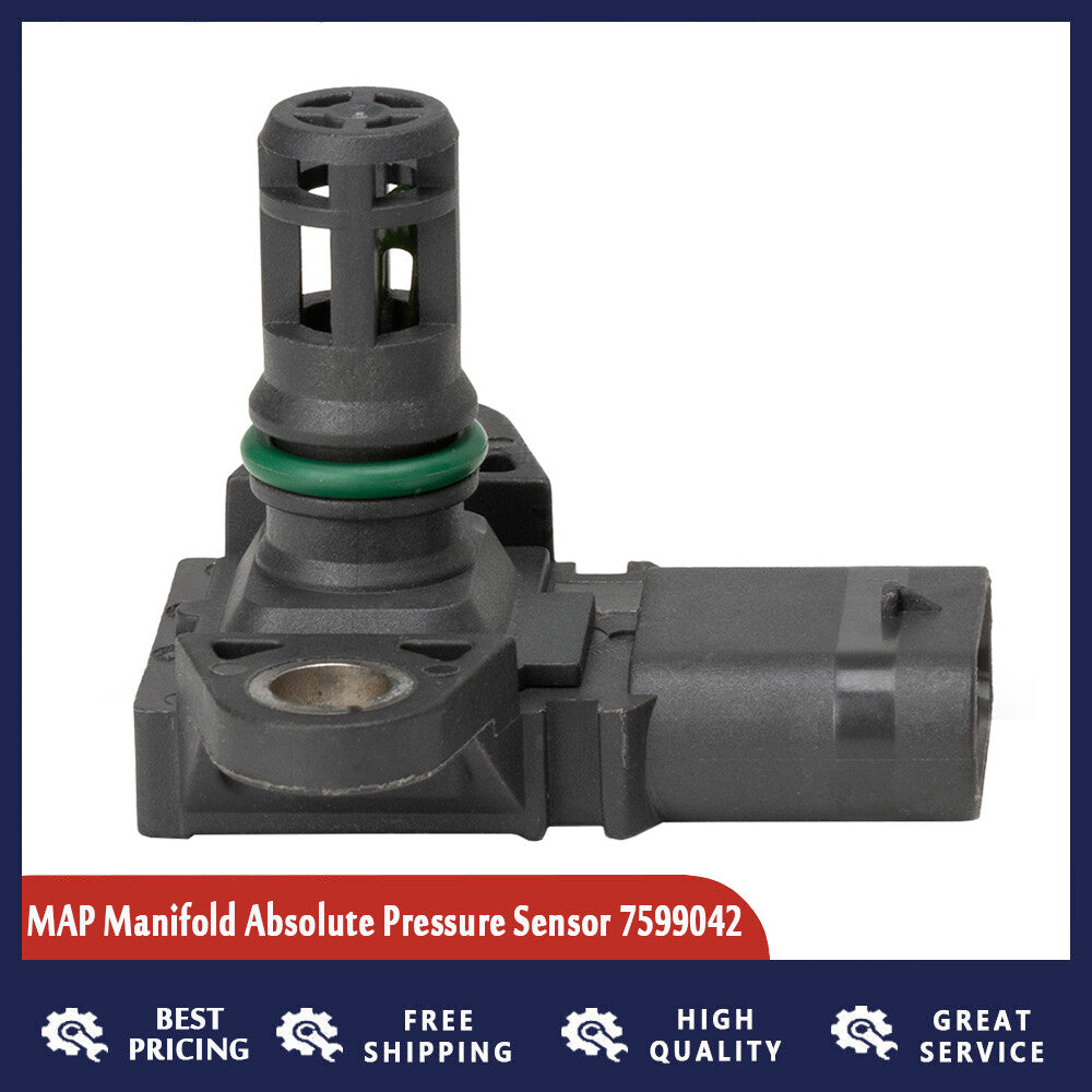 MAP manifold absolute pressure sensor 7599042 is compatible with for BMW X5, X6, 640i, 650i, and 750i. (new)