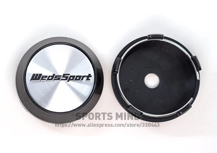 4x60mm WedsSport Silver-Trimmed Cap Decal Badge Wheel Center Cover Hub Cover TE37