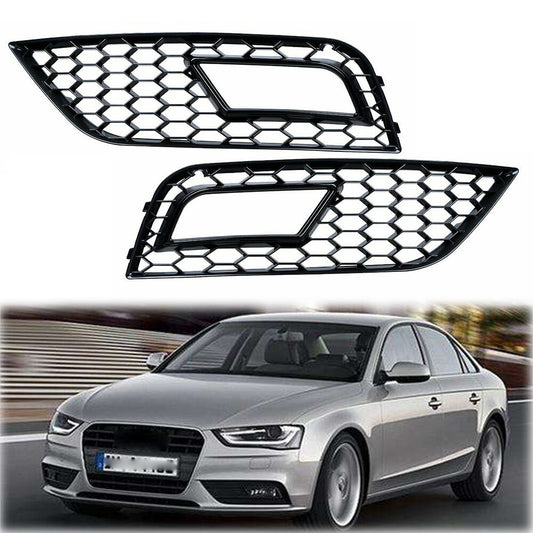 FRONT BUMPER FOG LIGHT GRILLES GLOSS Black for 2013-2016 for Audi A4 B8.5 RS Style