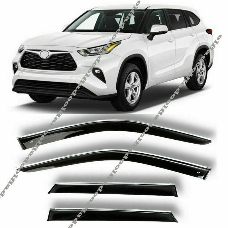 for Toyota Highlander 2020-2023 Chrome Window Visors Vent Shades Sun Rain Guard