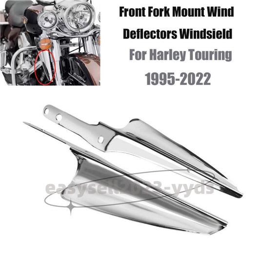 Chrome Front Fork Mount Wind Deflectors Windshield for Harley Electra Glide FLHT