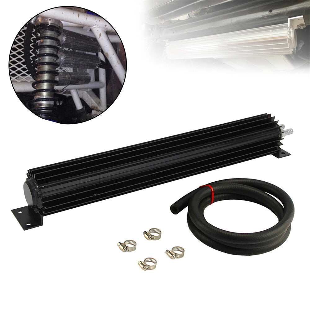 Universal 18'' Aluminum Dual Pass Finned Transmission Oil Cooler Kit Black