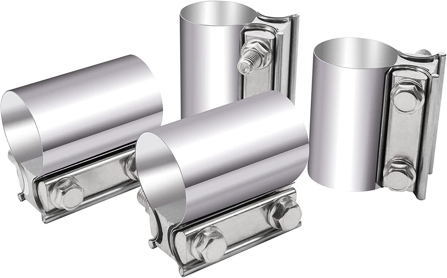 4-inch exhaust clip, 4-inch Butt connector with clip coupler, stainless steel 4-piece set