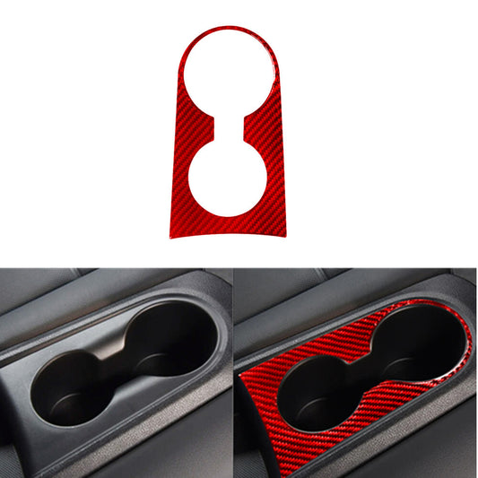 Red Carbon Fiber Rear Cup Hold Frame Cover Trim for Hyundai for Veloster JS 2019-22
