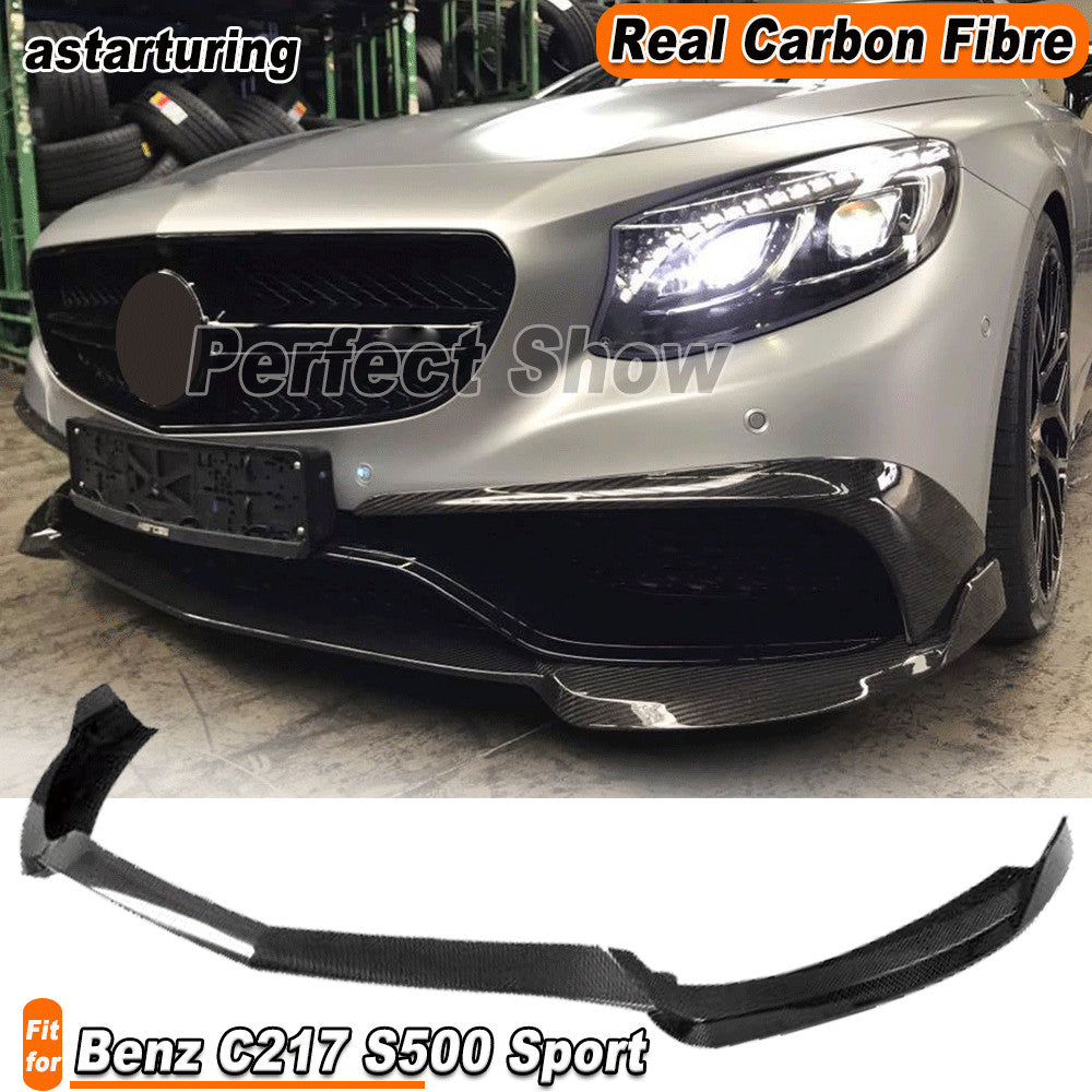 Fit for Benz C217 S500 Sport 14-17 Real Carbon Front Bumper Lip Spoiler Splitter