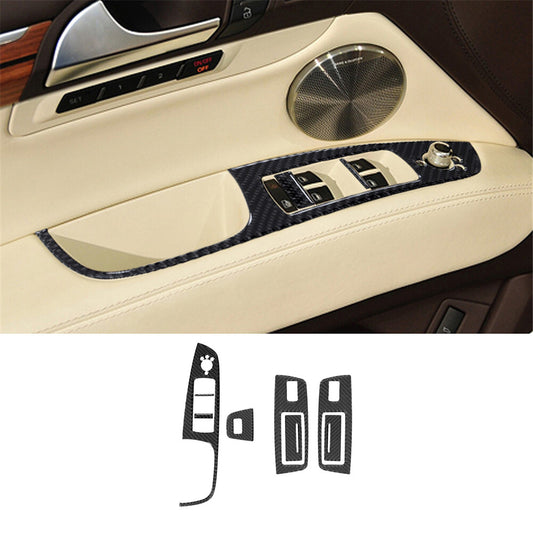 Carbon Fiber Door Window Control Panel Cover Trim for Audi Q7 2007-2015