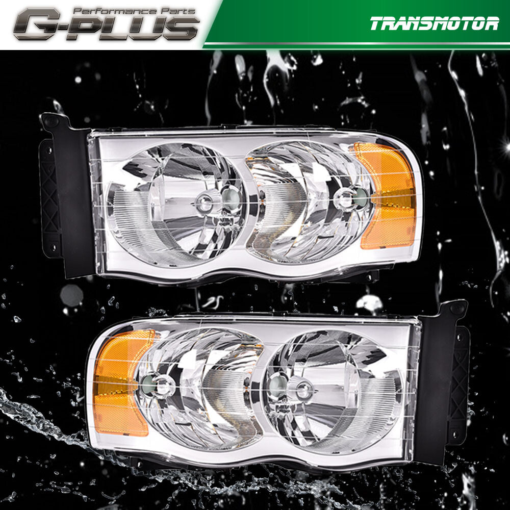 Amber/chrome headlights and fog lights are suitable for 2002-2005 for Dodge for Ram 1500 2500 3500 models.