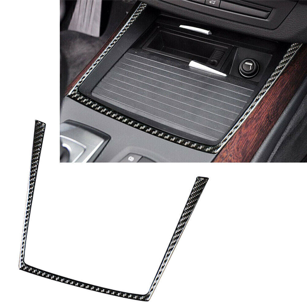 Carbon Fiber Water Cup Holder Sticker Frame Trim for BMW X5 X6 E70 E71 2009-13