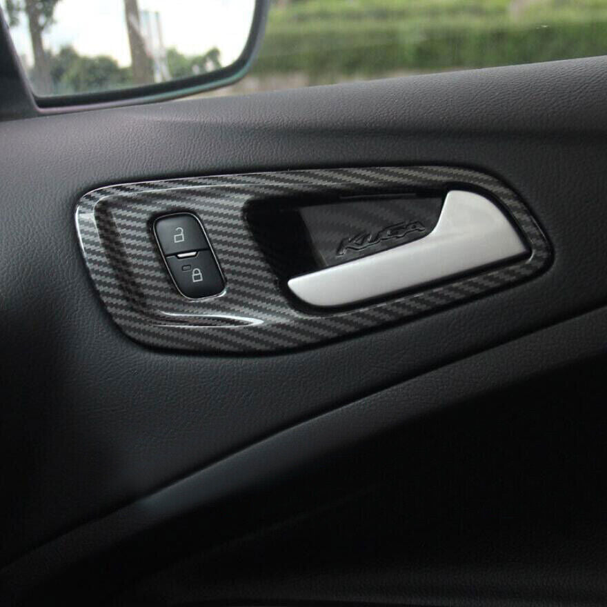 for Ford Escape 13-19 Carbon Fiber Style Interior Door Handle Bowl Cover Trim 4X