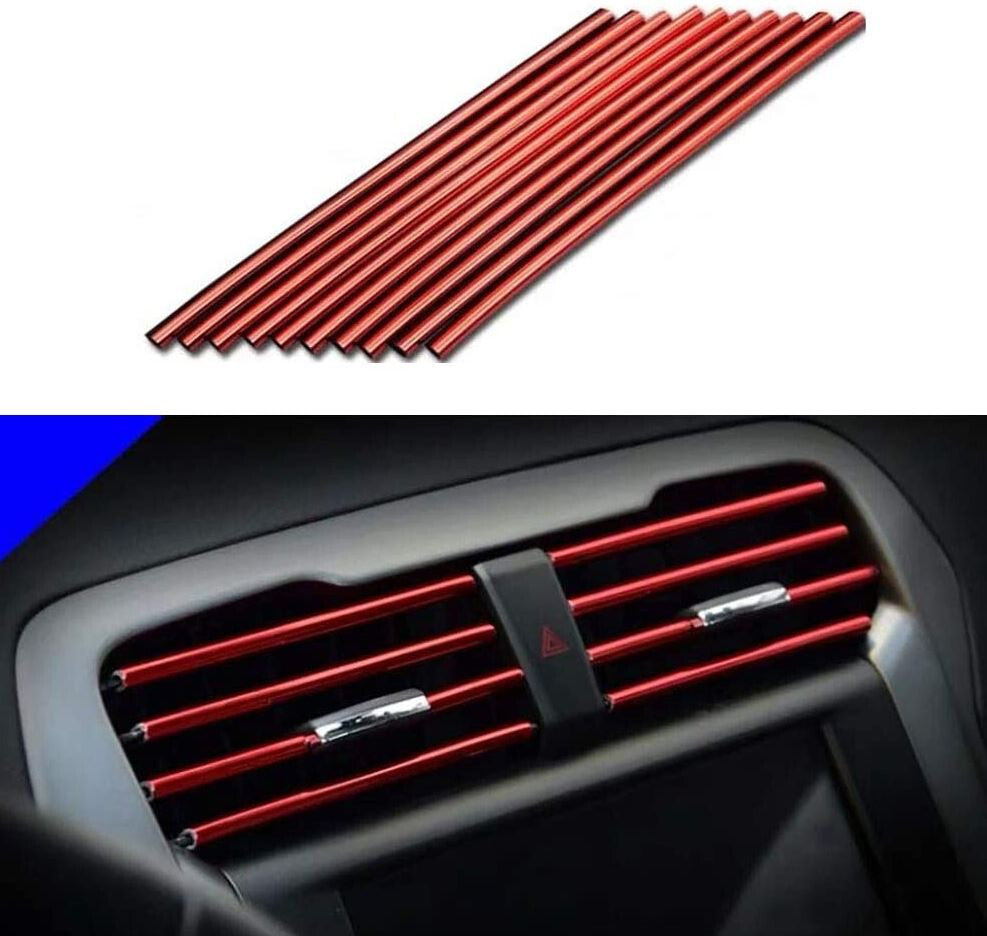 10-Piece Car Air Conditioner Socket Decorative Molded Strips in Red  for ford