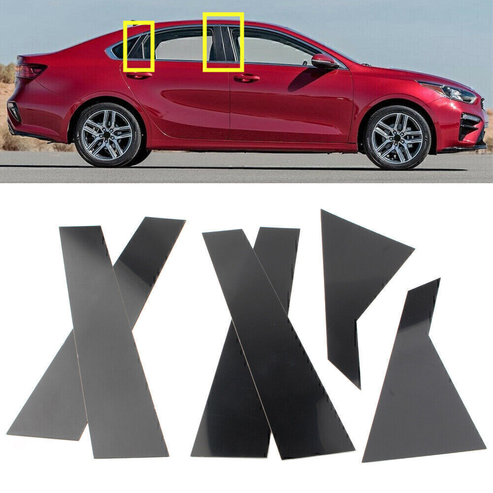for Kia Forte 2019-24 2020 Sedan 6pc Set Black Pillar Posts Door Window Trim