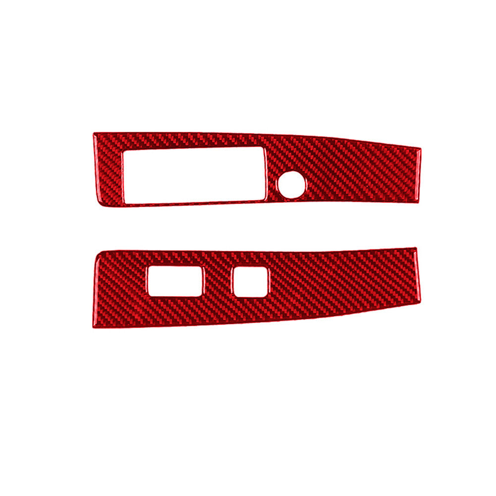 2X Red Carbon Fiber Front Window Control Cover Trim for Toyota Tacoma 2016-2021