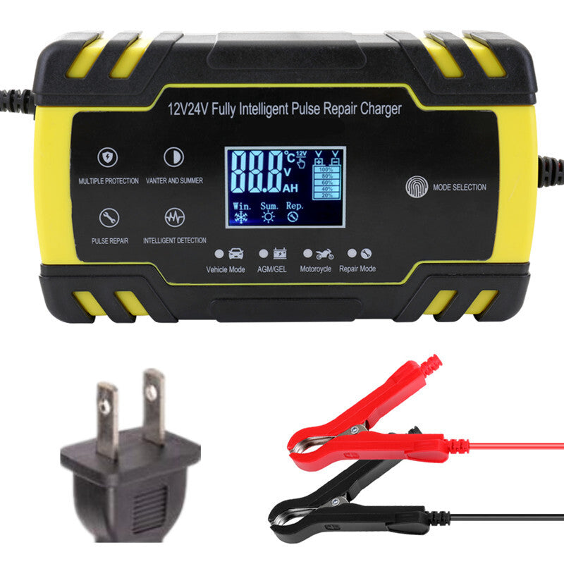 12V Motorcycle Automatic Pulse Repair Battery Charger Lead Acid Battery US Plug