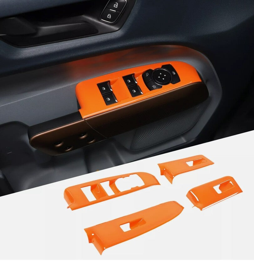 Red genuine carbon fiber window lift button cover trim for Corvette C8 2020-2023
