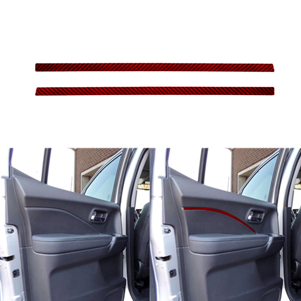 Red Carbon Fiber Rear Door Panel Strips Cover Trim for Honda Ridgeline 2017-2020