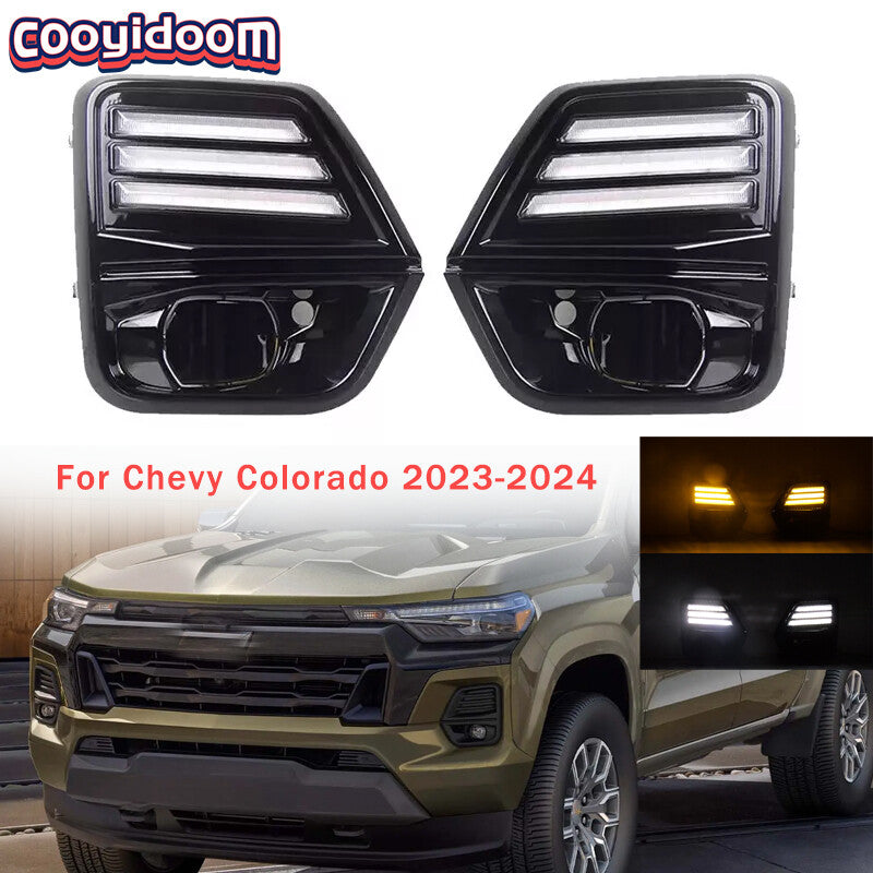 Daytime Running Lights LED Fog w/Turn Signal Lamps for Chevy Colorado 2023-2024