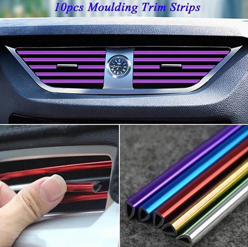 10-piece automotive air conditioning socket decorative molding trim strip in silver  for ford