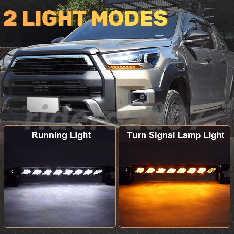 2X LED DRL Daytime Running Light w/ Dynamic Turn For 2020 2021 for Toyota Hilux Revo