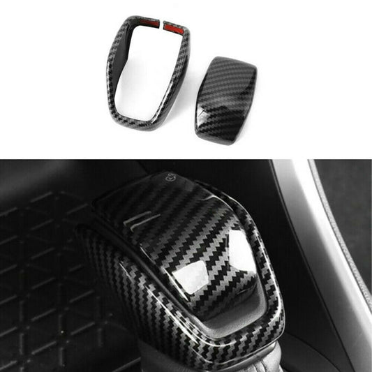 Carbon Fiber ABS Gear Shift Knob Cover Trim 2pcs Fit for Toyota RAV4 2019-2022