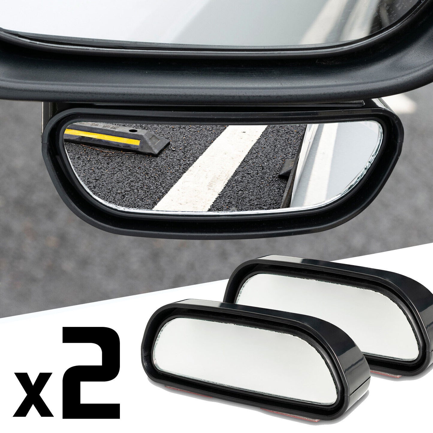 2-piece panoramic blind spot side mirror sticks with 360-degree wide-angle trailing effect