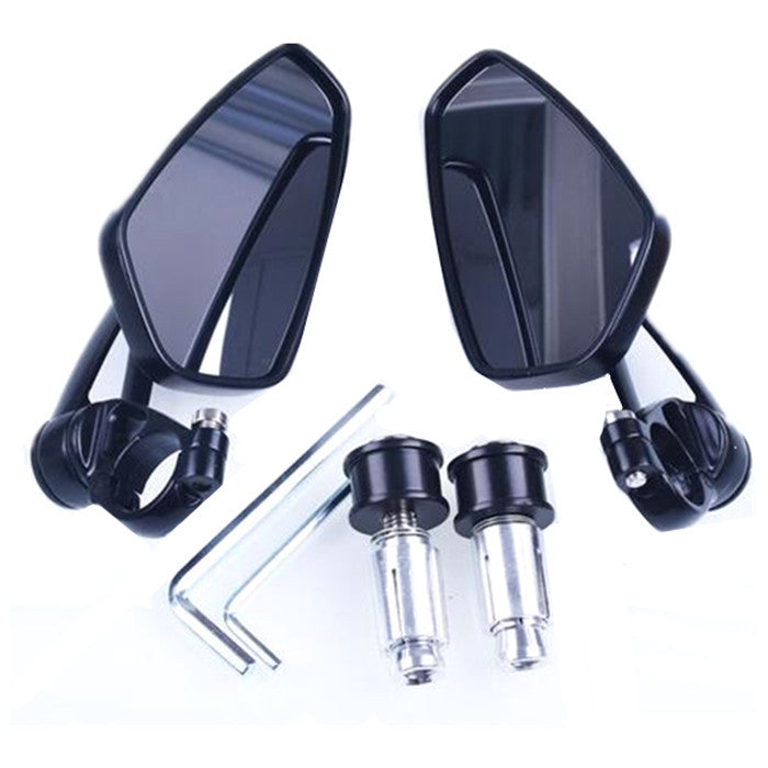Black Motorcycle Billet Aluminum 7/8 22 Bar End Side Rearview Universal Mirrors