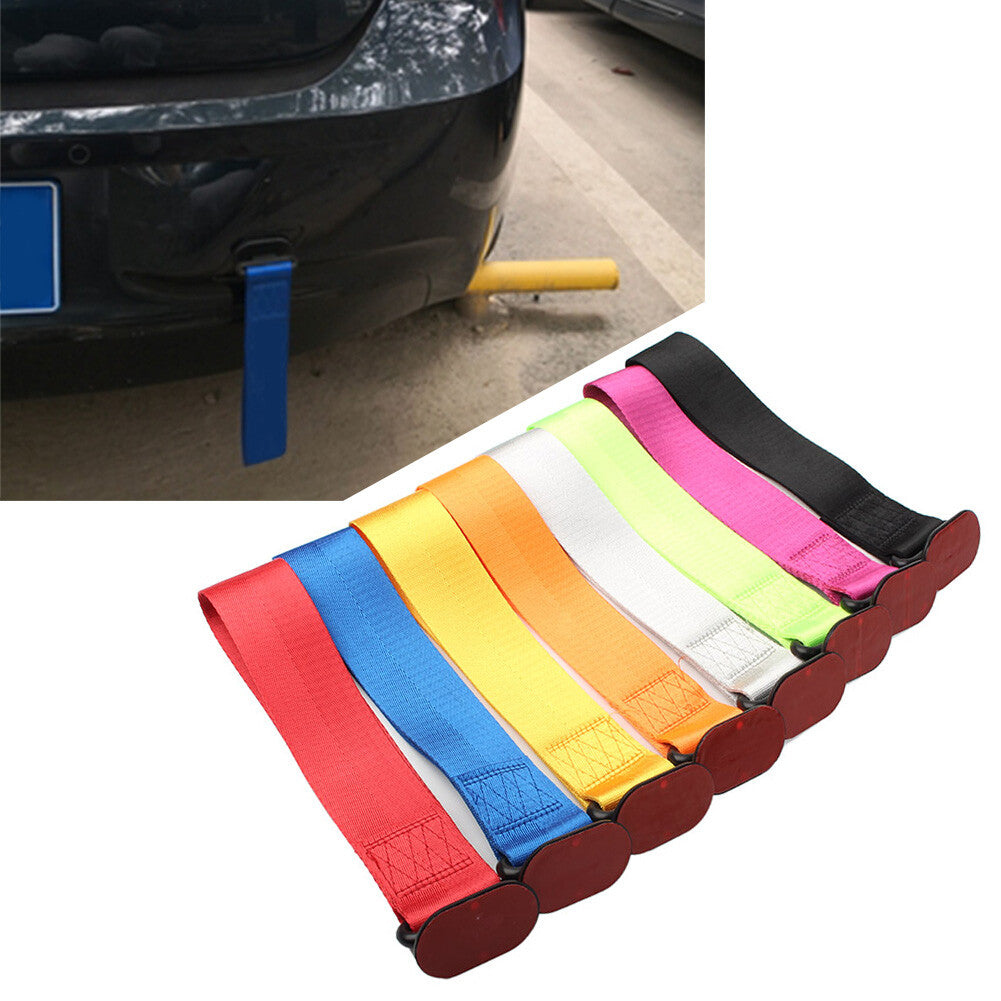 Nylon Car Tow Towing Strap Belt Rope Rally Hook Universal Fit Rear/Front Bumper