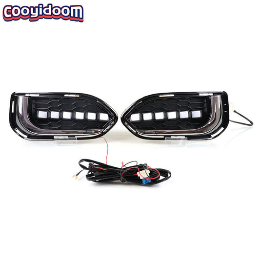 Pair Auto LED Daytime Running Fog Driving Lights Lamp for Honda Fit Jazz 2018