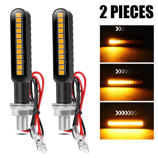 2x Sequential Flowing LED Motorcycle Turn Signals Indicator Light Blinker Amber