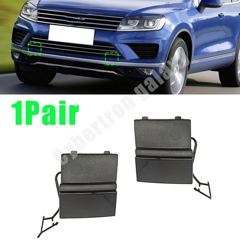 PAIR FRONT BUMPER TOW HOOK EYE COVER CAP for VW TOUAREG 2014-2018
