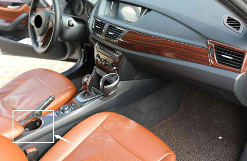 for BMW X1 E84 2013-2015 Red Wood Grain Gear Water Cup Holder Ring Cover Trim 1P
