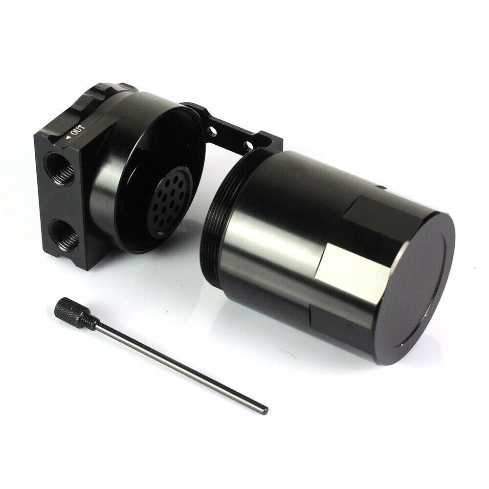 BLACK Universal Aluminum Oil Can Kit Reservoir Baffled Tank Breather Filter