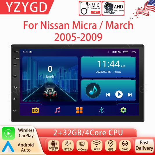 for Nissan Micra/March 2005-2009 Stereo 7inch Android Auto CarPlay Car Radio GPS