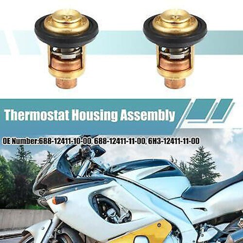 6E5-12411-00 2 Pcs Car Engine Coolant Thermostat Housing Assembly for Yamaha