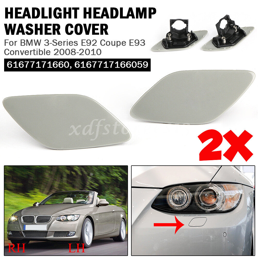 Headlight Washer Cover Cap Bumper Flap Trim Pair for BMW 3-Series E92 E93 Coupe