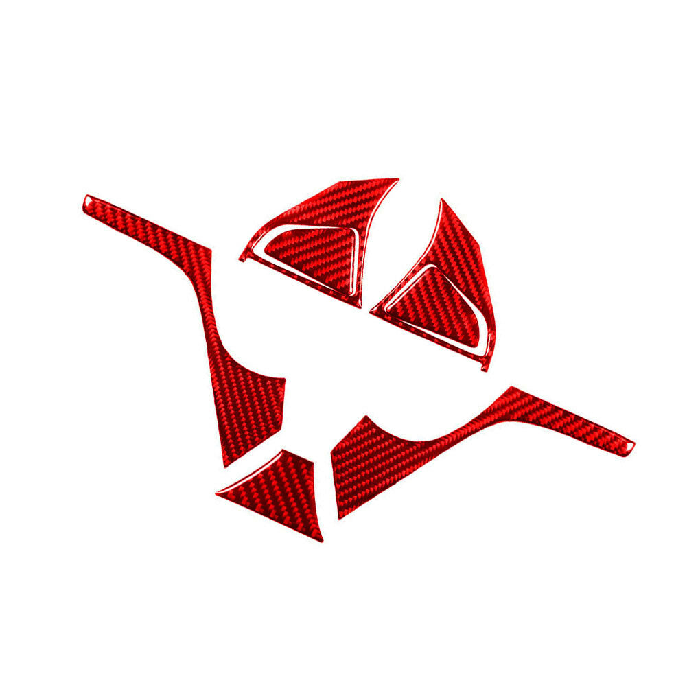 7x Red Carbon Fiber Steering Wheel Accent Cover Type C for Chevrolet Sonic 12-16