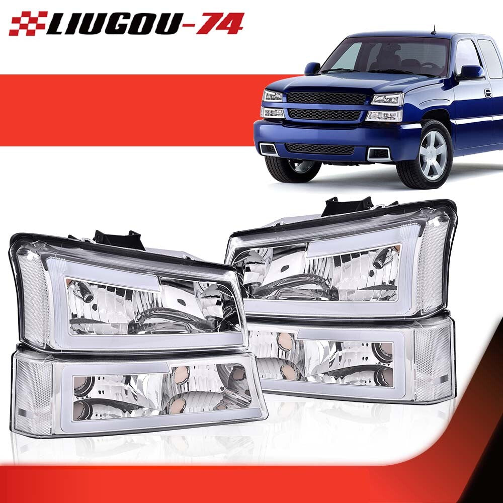 Transparent/chrome LED DRL headlights + taillights suitable for 03-07 Silverado/Avalanche