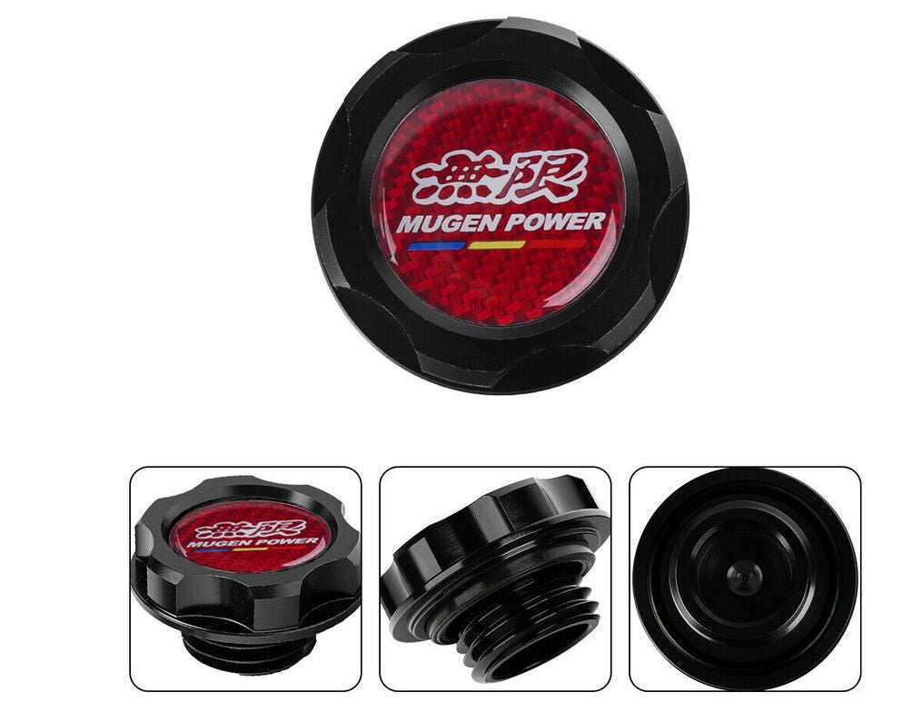 Oil filler cap for JDM Mugen engines, black and red carbon fiber, suitable for Honda for Acura .