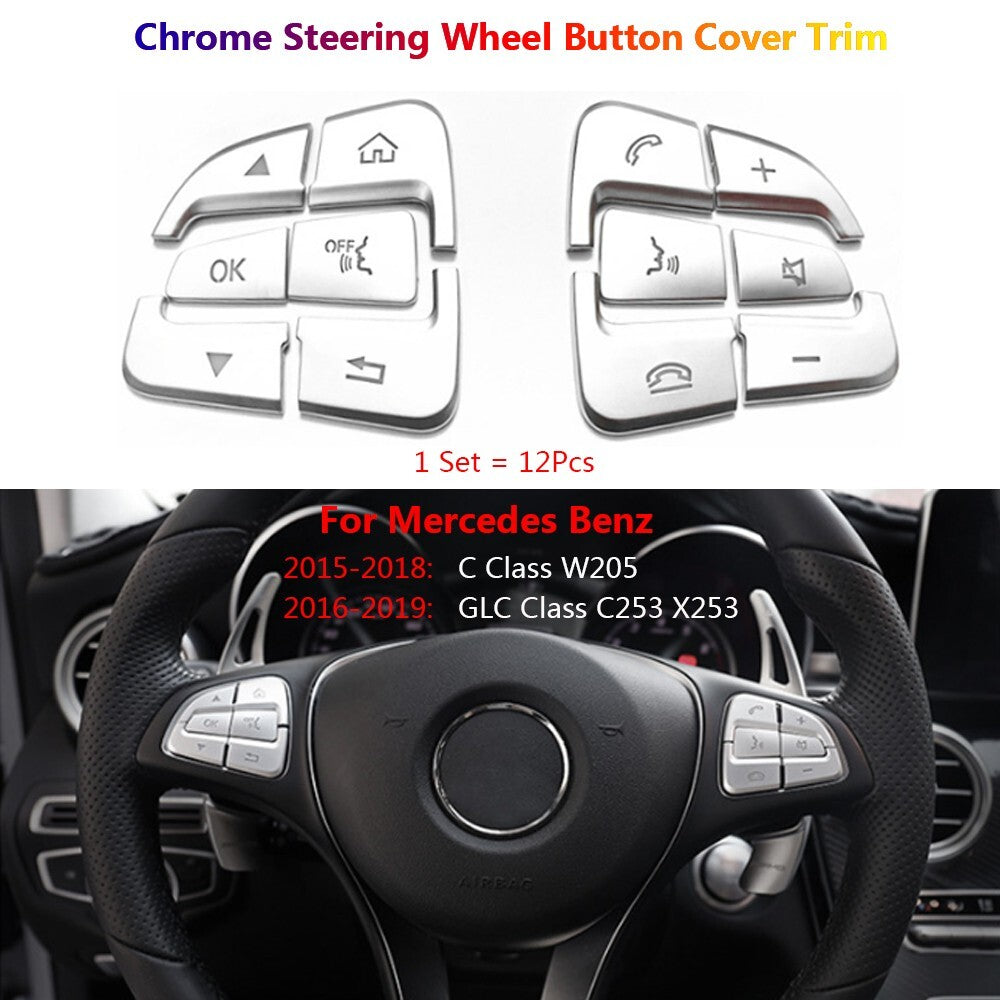 for Mercedes-Benz C GLC W205 X253 Car Interior Steering Wheel Switch Cover Trims