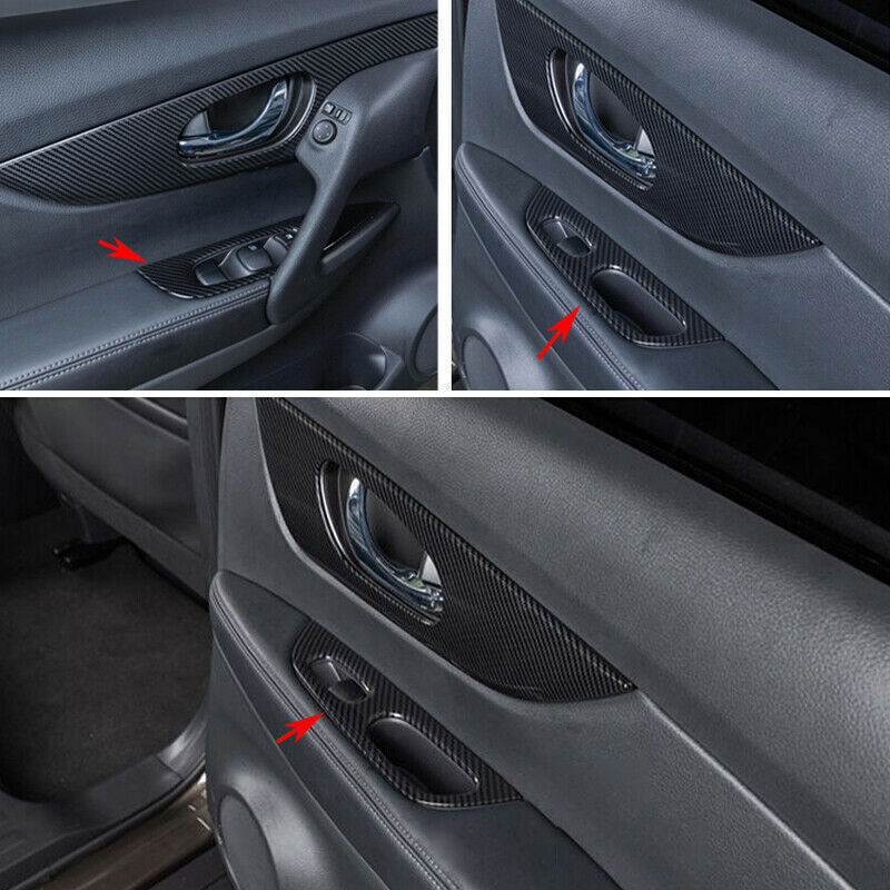 for Nissan Rogue Sport 17-22 Carbon Fiber Window Lock Lift Switch Panel Trim 4P