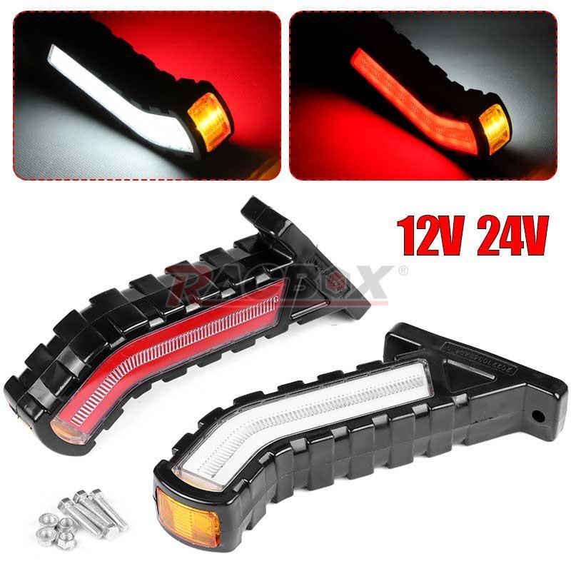 2 LED Trailer Stop Turn Signal Trailer Truck Side Marker Flowing Outline Light